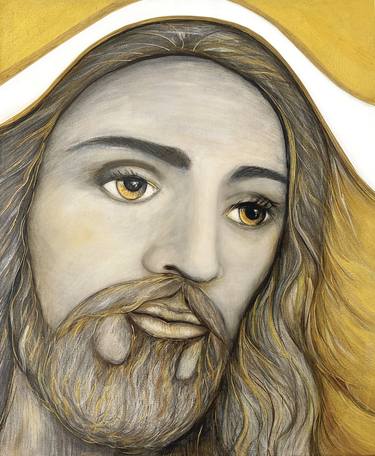 Divine Radiance: A Golden Portrait of Christ thumb