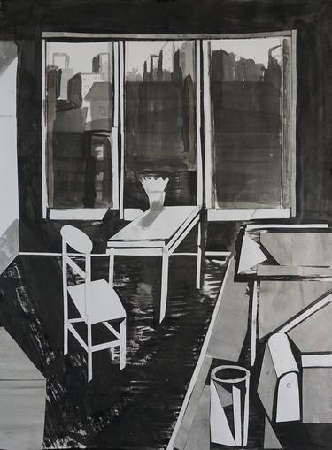 Original Cubism Interiors Drawings by Patty Rodgers