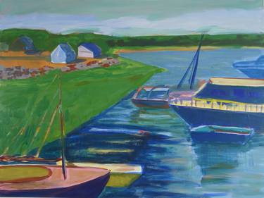 Original Expressionism Boat Paintings by Patty Rodgers