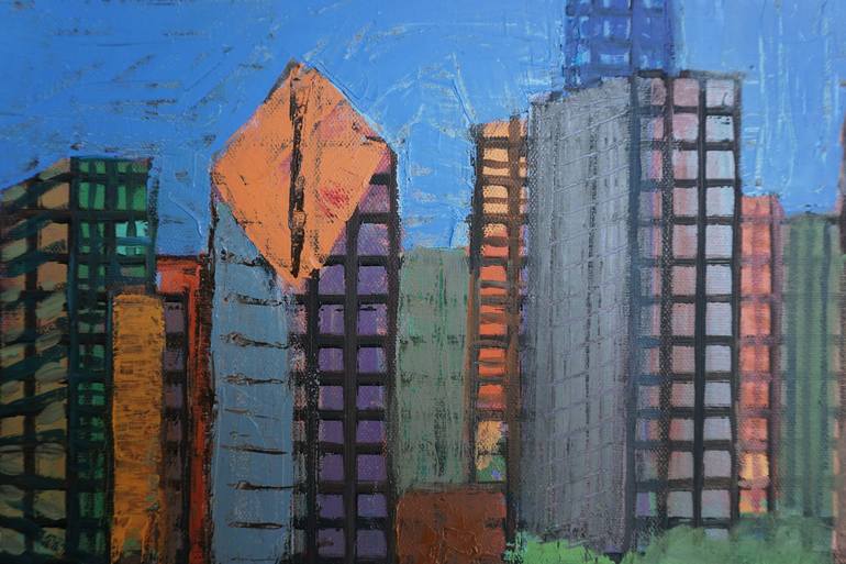 Original Expressionism Cities Painting by Patty Rodgers