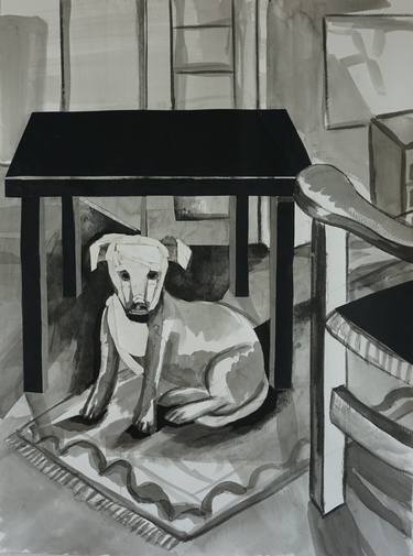 Original Art Deco Dogs Drawing by Patty Rodgers