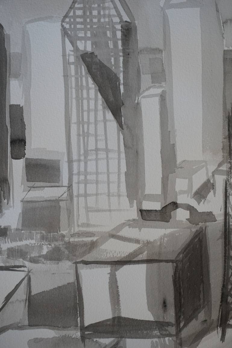 Original Abstract Cities Drawing by Patty Rodgers