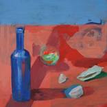 Blue Bottle with Green Paperweight by Patty Rodgers