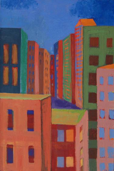 Saatchi Art Artist Patty Rodgers; Painting, “City scape with Green, Blue, Orange” #art