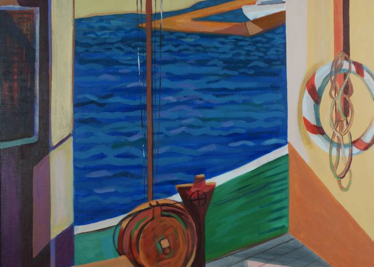 Original Expressionism Boat Painting by Patty Rodgers