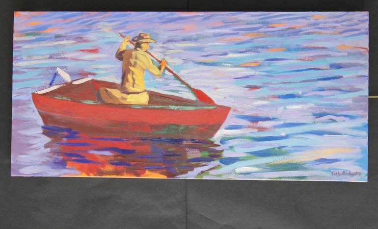 Original Expressionism Boat Painting by Patty Rodgers