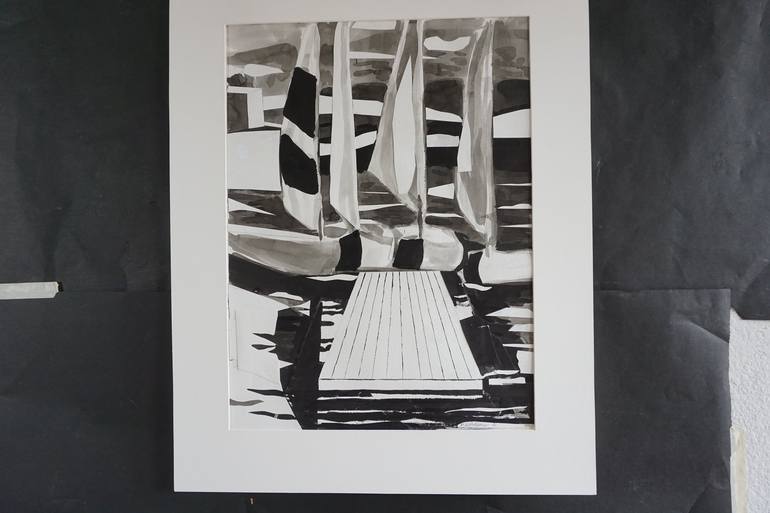 Original Abstract Boat Drawing by Patty Rodgers