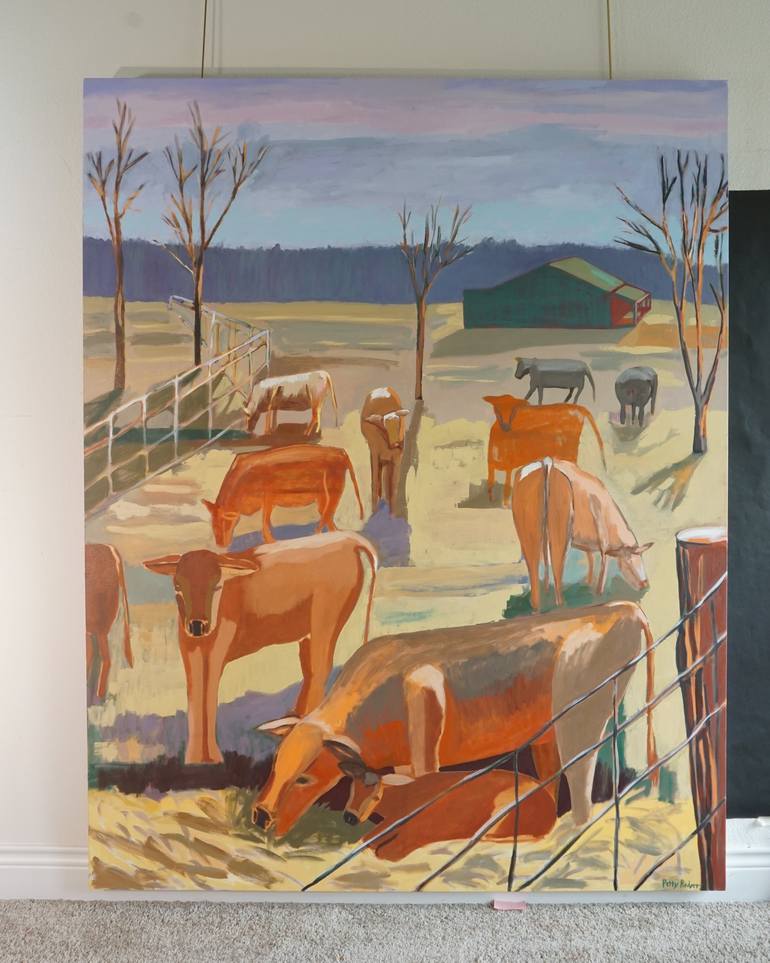Original Abstract Cows Painting by Patty Rodgers