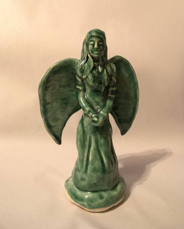 Jade Angel, # 1 - Ceramic Angel Sculpture thumb