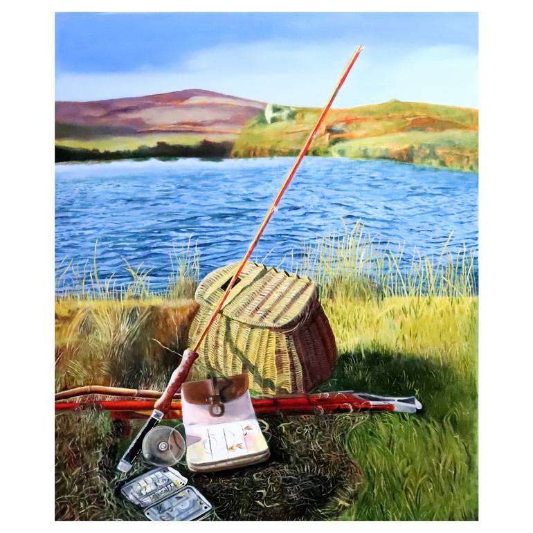 Fishing Rod with Tackle Painting by Clifford Eberly