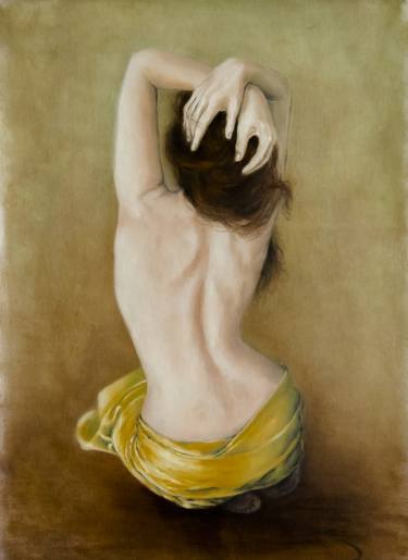 Anoush Anou back nude with golden scarf thumb