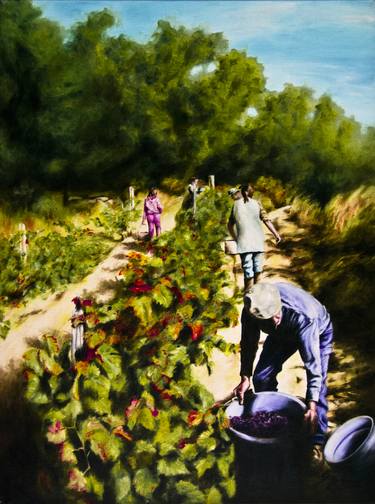 grape-gatherers, carting the grapes thumb