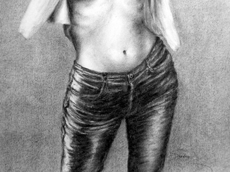 Original Realism Nude Drawing by Rogerio Silva