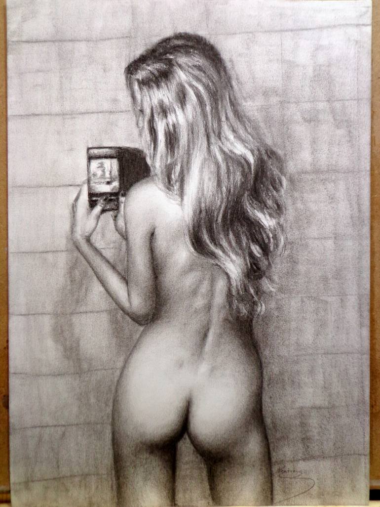 Original Realism Nude Drawing by Rogerio Silva