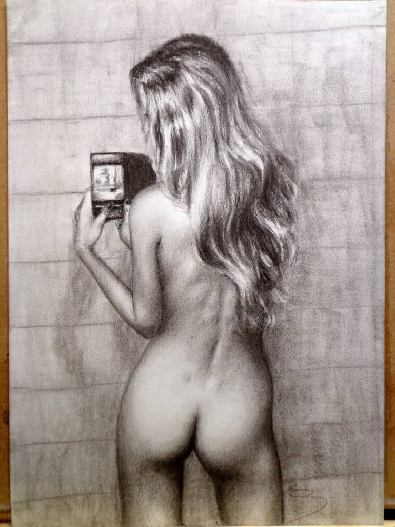 Original Realism Nude Drawing by Rogerio Miguel Rodrigues Silva