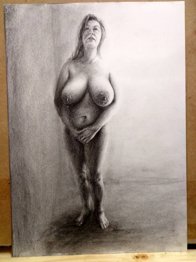 Original Realism Nude Drawing by Rogerio Silva