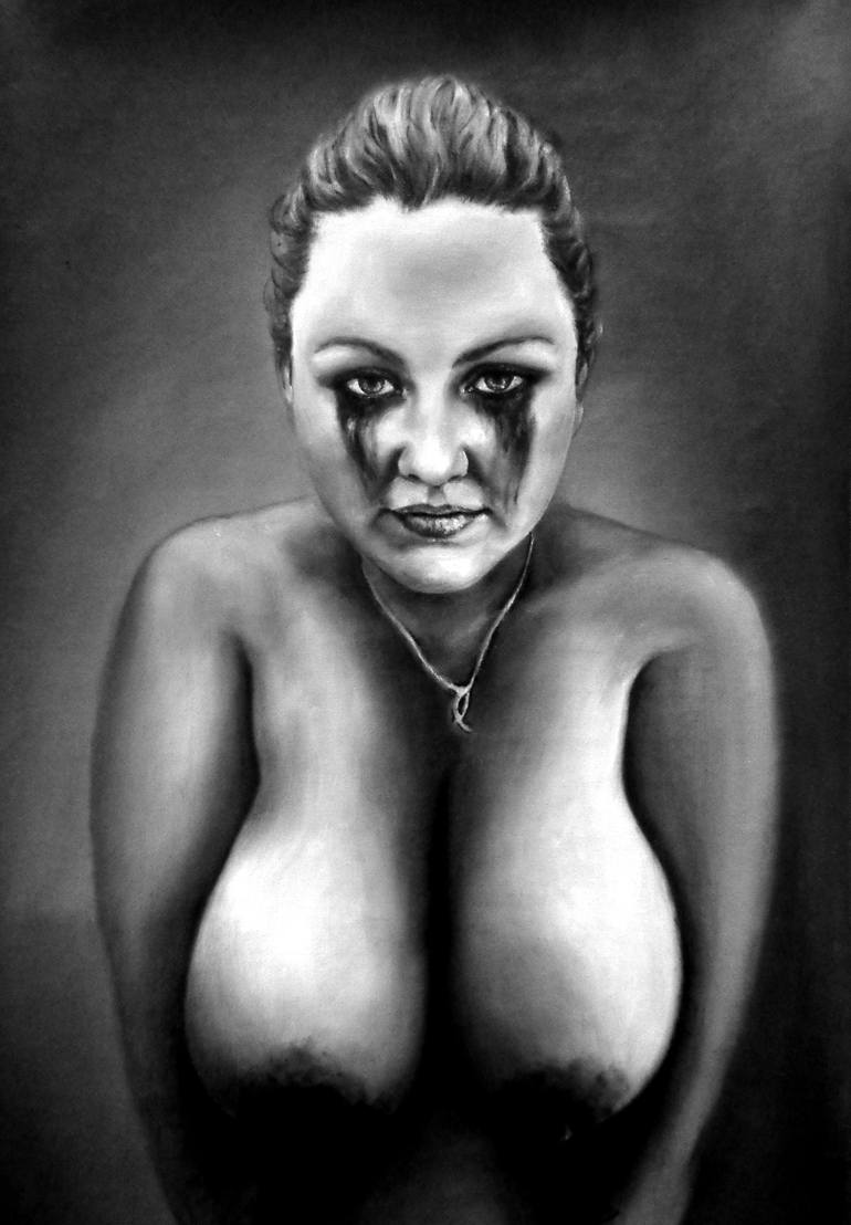 Lauren topless portrait Painting by Rogerio Silva | Saatchi Art