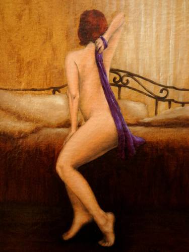 Nadeshiko Yamato nude on bed with scarf thumb