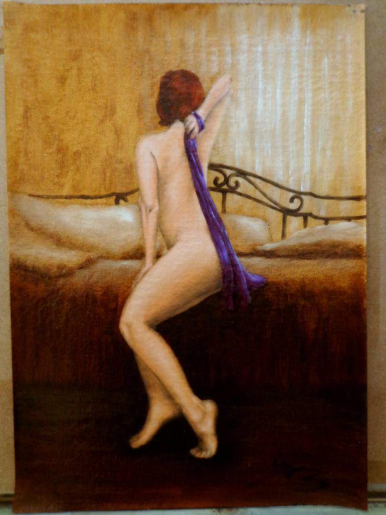 Original Figurative Nude Painting by Rogerio Miguel Rodrigues Silva