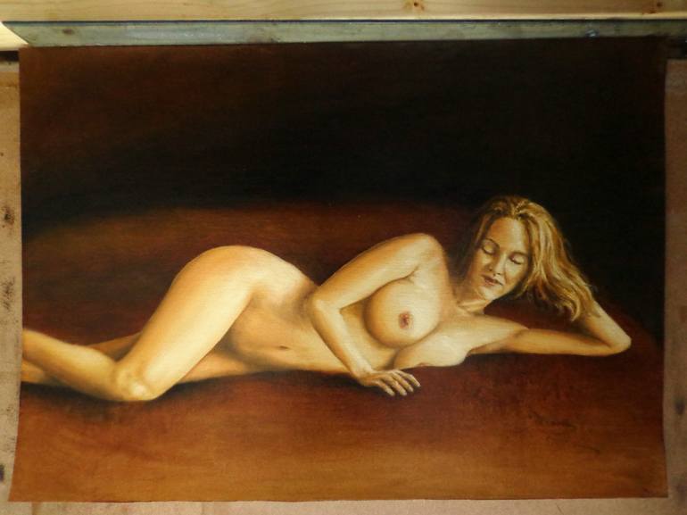 Original Figurative Nude Painting by Rogerio Silva