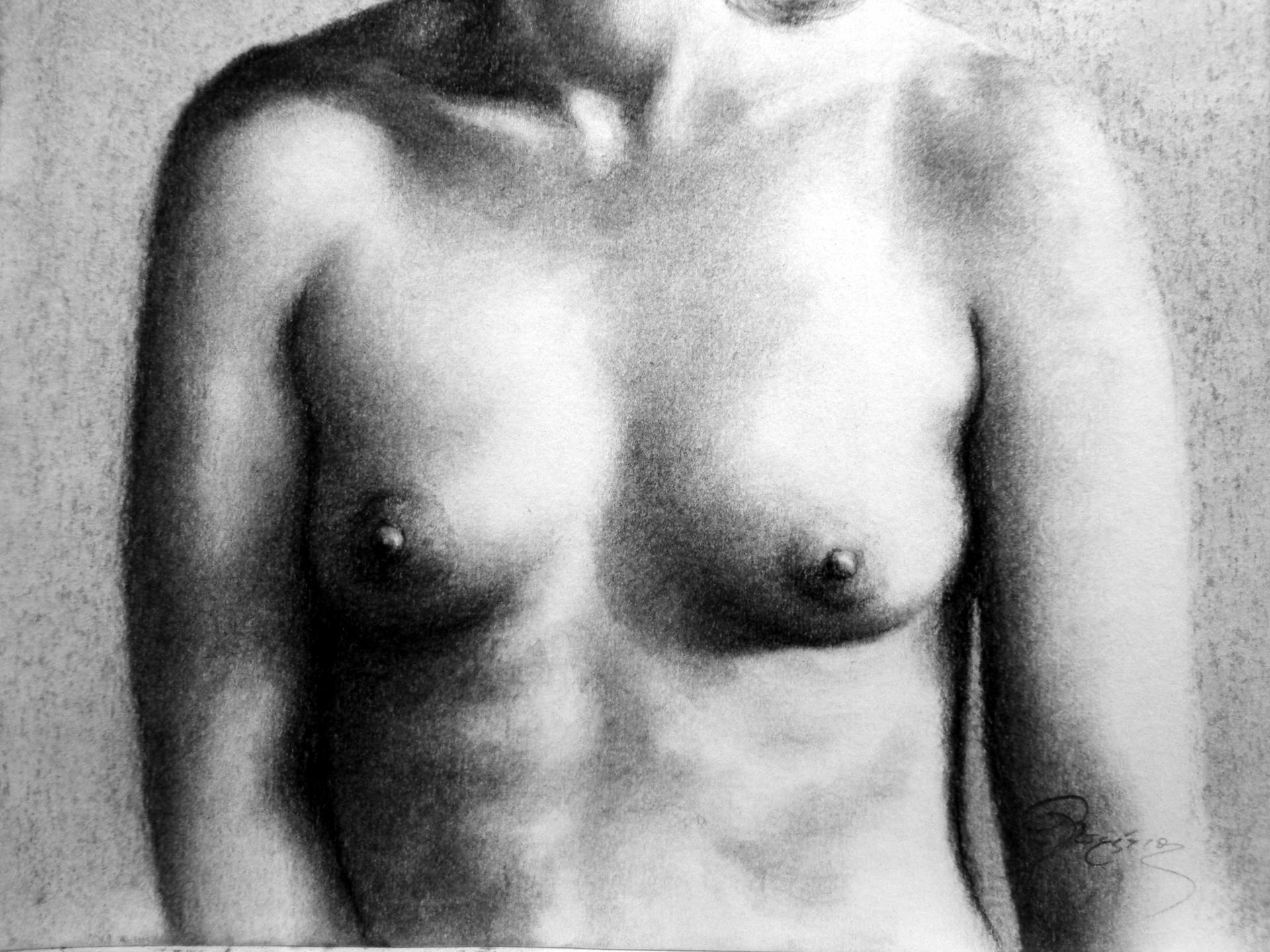 Anita topless portrait Drawing by Rogerio Silva | Saatchi Art