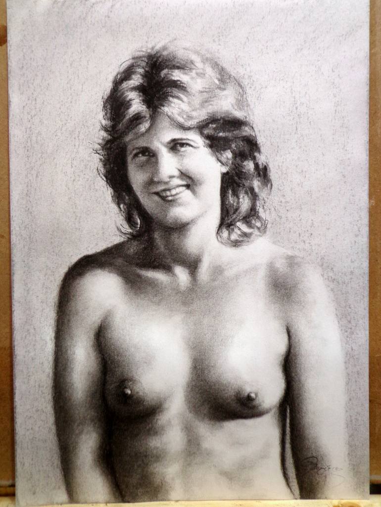 Original Portraiture Nude Drawing by Rogerio Silva