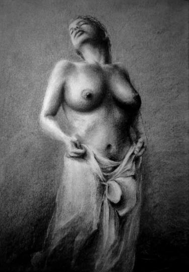 amateur artistic nude, draw on charcoal, A3 paper thumb