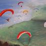 This is Mount Roraima and paraplanes . Extreme sports on modern art .
Signed on the back and front.