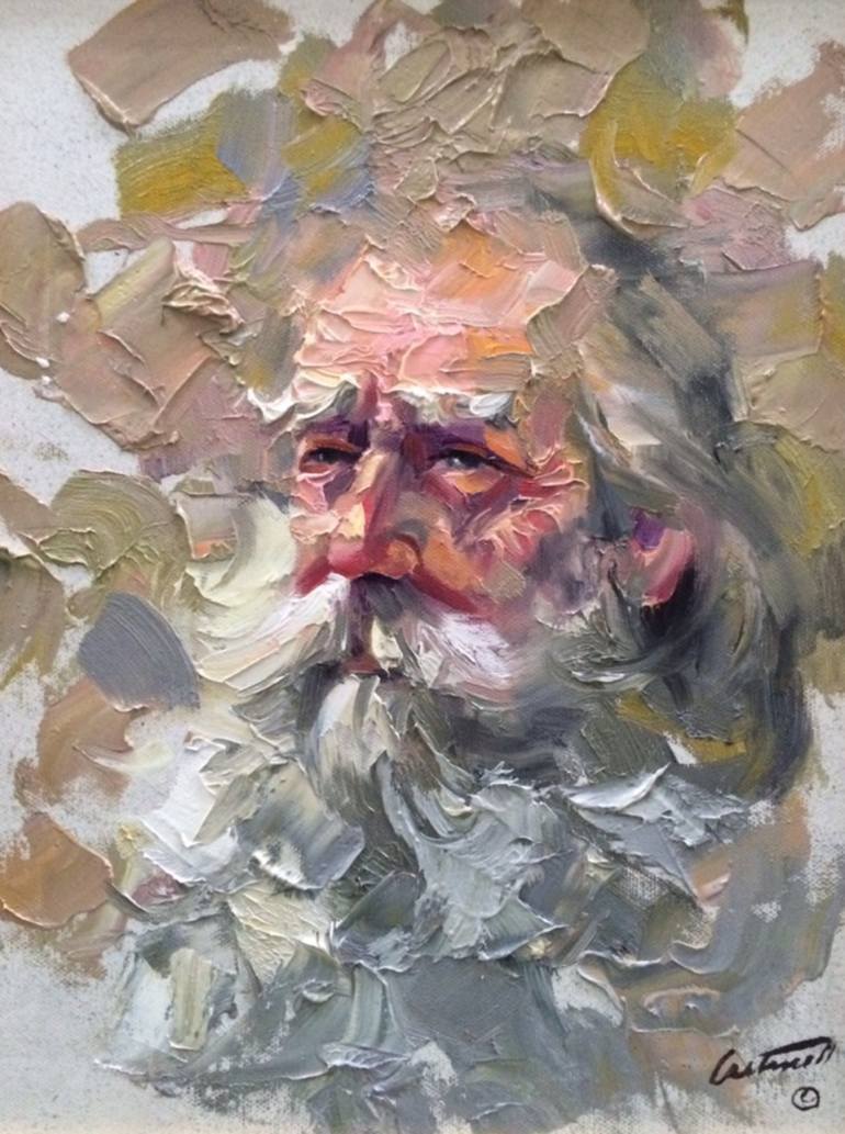 Old Man Study Impasto Painting Painting by Greg Cartmell |