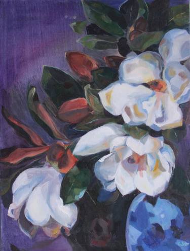 Magnolias - original oil painting on canvas. Flowers thumb
