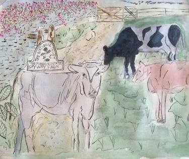 Original Abstract Expressionism Cows Paintings by Joanna Weaver