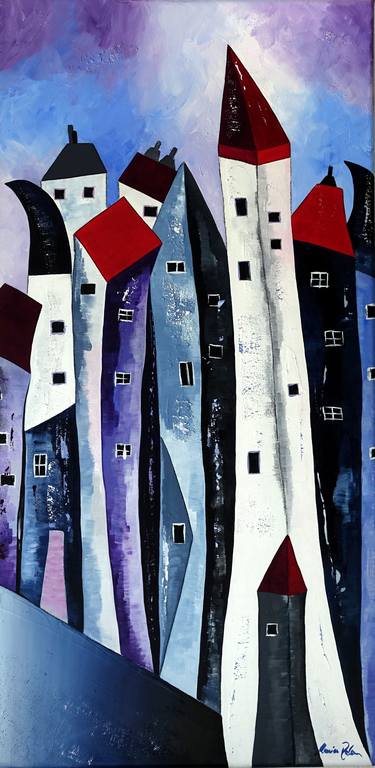 Original Abstract Cities Paintings by Marion Dahmen