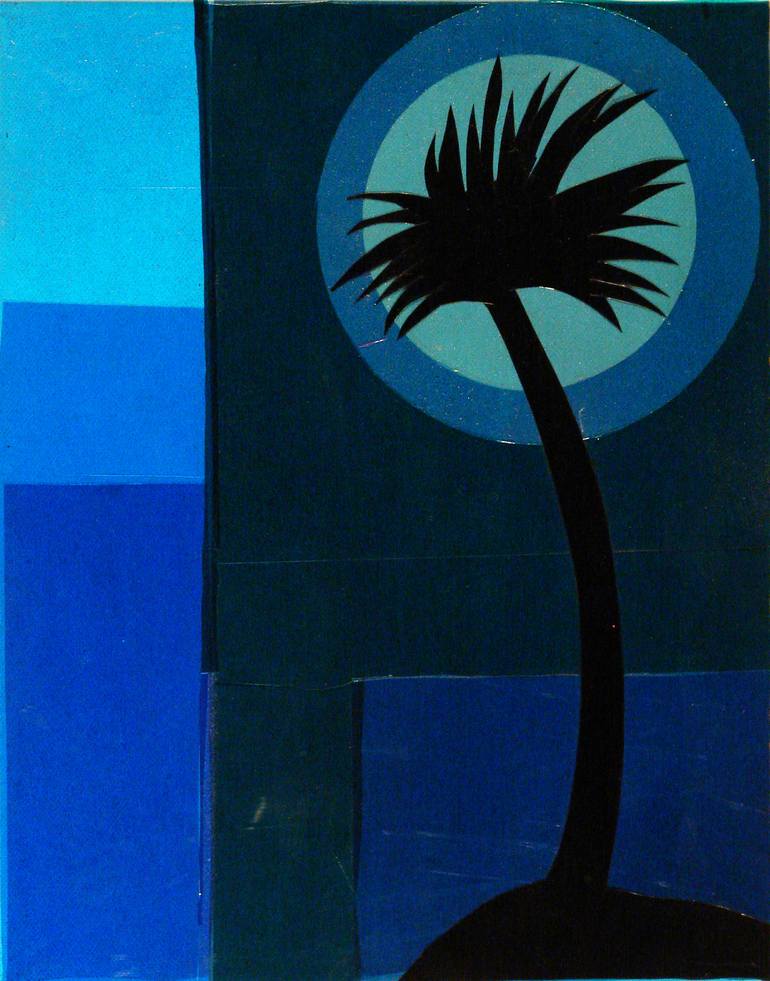 Blue Palm Tree Sunset