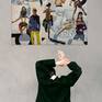 I did an artist residency at Trinity Buoy Wharf, the year I made the drawing for the background of this painting. The paintings is a fluid mix of people and background scenes of the area around Trinity Buoy Wharf, that was the place where Faraday did many of his experiments into the buoyage system, and the first electric lighthouses.
