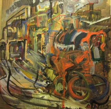 Original Expressionism Train Paintings by Theo Kagias