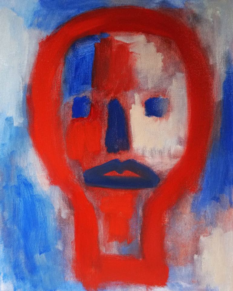 Red and Blue Face Painting by Robin Woodsome | Saatchi Art