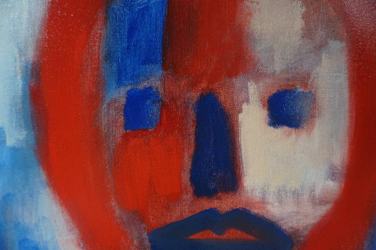 Red and Blue Face Painting by Robin Woodsome | Saatchi Art