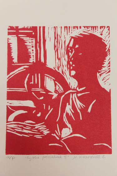 Print of Men Printmaking by M Helena Marconell