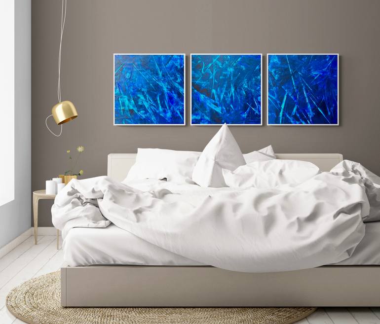 Original Abstract Painting by Anita Kaufmann | Abstract Art on Canvas | Blue abstract No. 1726 Beyond the sea set of 3