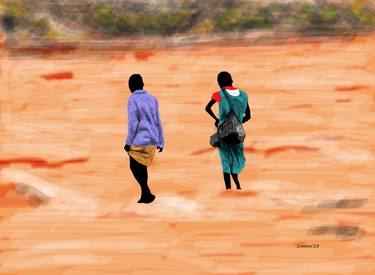 Original Documentary Children Mixed Media by Simon Wairiuko