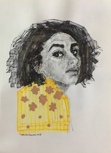 Original Expressionism Portrait Drawings by amani mousa