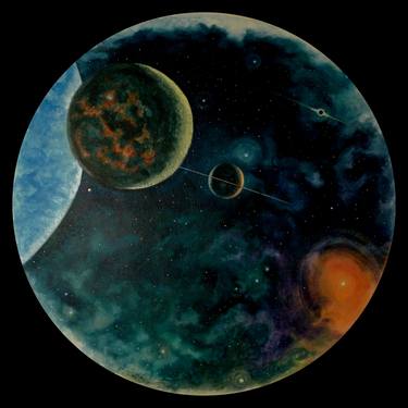 Original Conceptual Outer Space Paintings by Len Sodenkamp