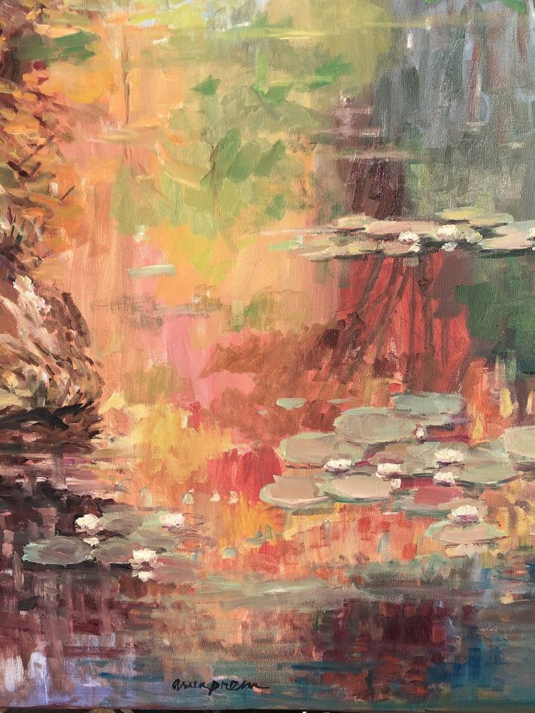 Original Impressionism Garden Painting by Arun Prem