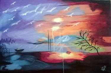 Original Abstract Landscape Paintings by Hyra Hasan