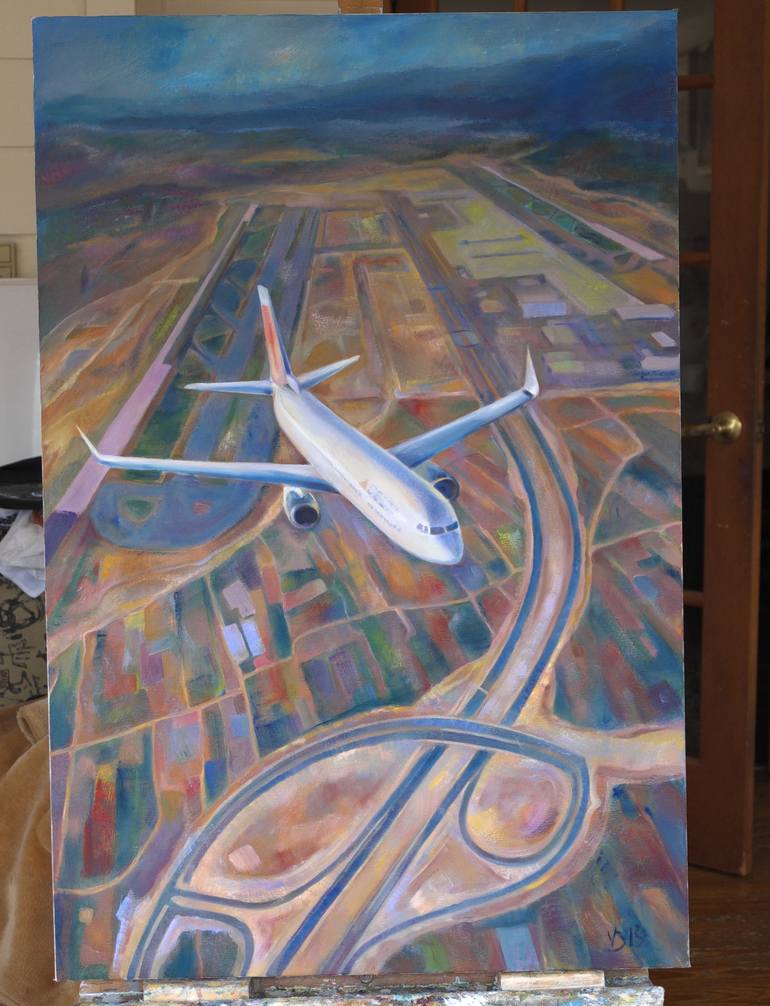 Original Airplane Painting by Dina Volkova