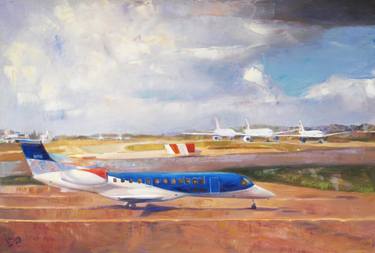 Print of Airplane Paintings by Dina Volkova