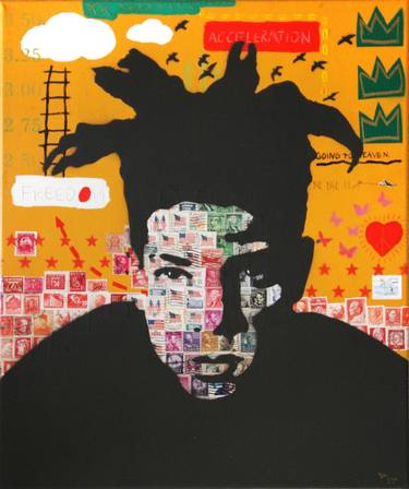 Saatchi Art Artist Pia Lilenthal; Collage, “Being Basquiat - The Sky is the Limit” #art