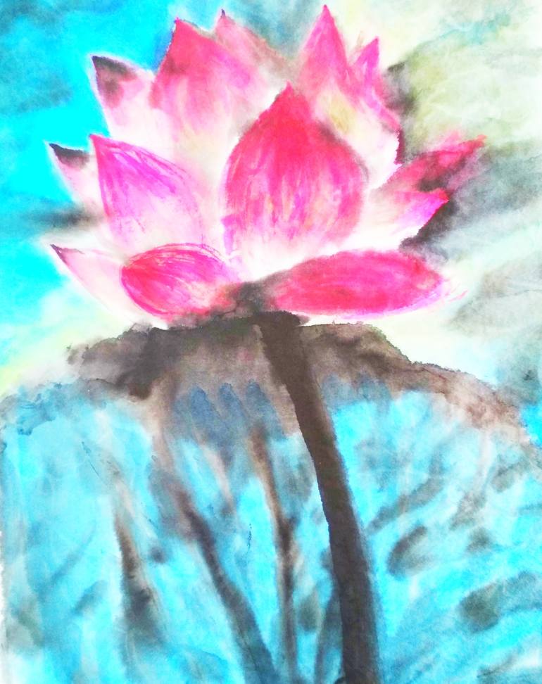 Lotus Painting by Deyan Chen | Saatchi Art United Arab Emirates