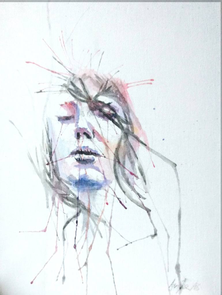 Crying Girl in water color Painting by Ian Fee | Saatchi Art