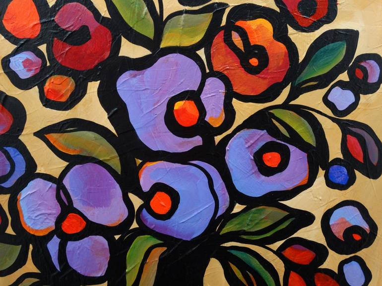 Original Abstract Expressionism Floral Painting by Mike Daneshi